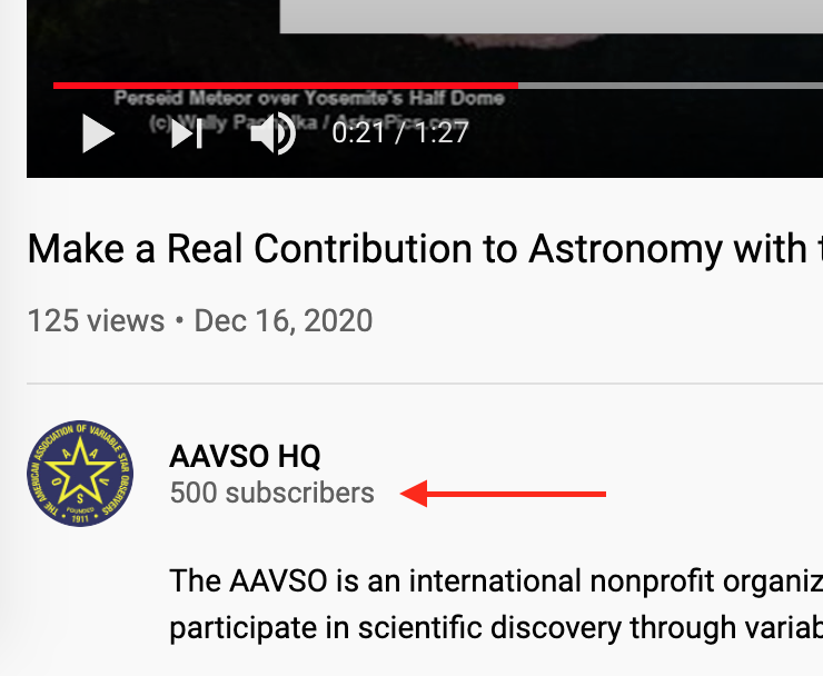 Screen shot showing 500 subscribers on Youtube Channel
